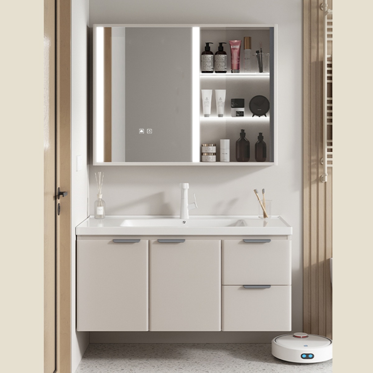 Tipo de pared de acero inoxidable 304 gabinete de lavabo combinado balcón lavabo de mano gabinete de baño gabinete de cajón
