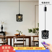 跨境铁艺镂空雕花电池吊灯复古led客厅花园庭院凉亭装饰氛围吊灯