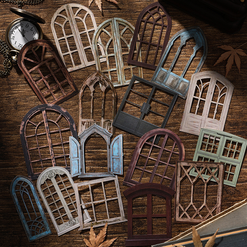Paquete de material de papel especial de ventana tallada Yayun, serie de mansión retro transfronteriza, ventana hueca, papel de material de decoración de cuenta manual
