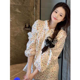 云朵棉春秋季睡衣女款长袖温柔气质可爱甜美秋季新款家居服套装