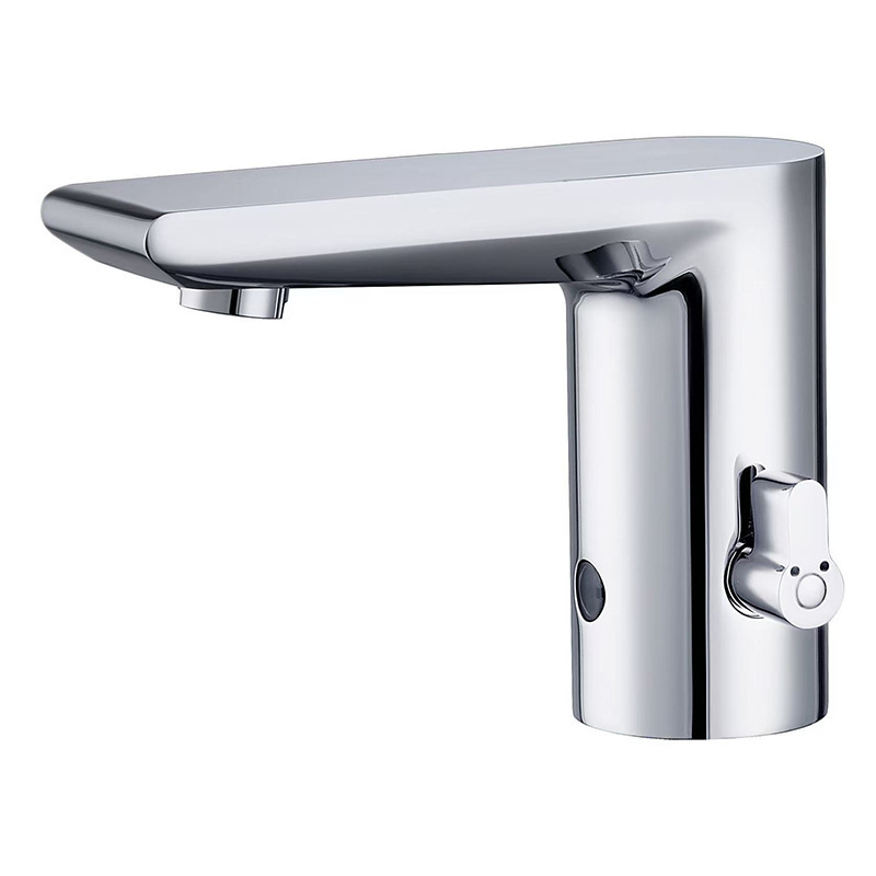 Chrome-Plated Copper Smart Infrared Sensor Basin Faucet for Toilet Bathroom Washbasin, Touchless Sensor Faucet