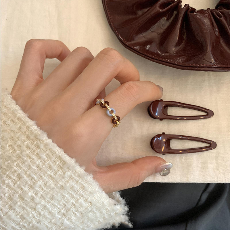 Bague élégante et polyvalente pour l'index, ornée d'une goutte d'huile en zircon, style français, bijou léger et luxueux._voghion.com