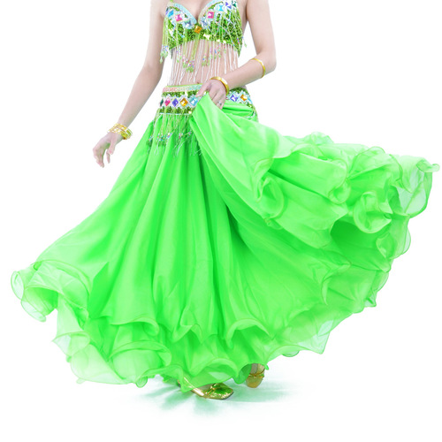 Three-layer skirt, three-layer chiffon curling skirt, belly dance high-end skirt, belly dance 12-meter large swing skirt
