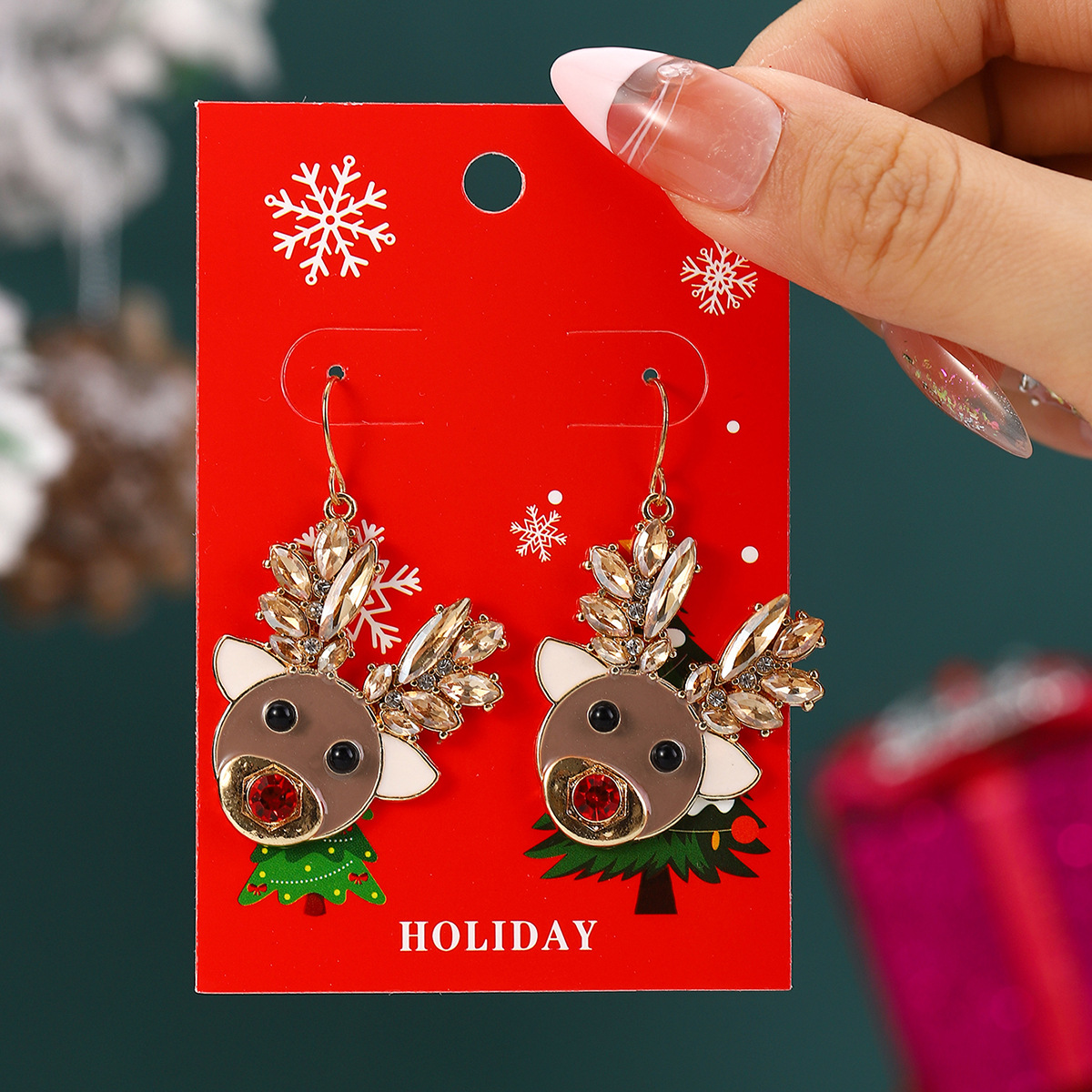 30g Weight Iron Ear Needle Material Drop Earrings Classification 1 Pair Quantity Party, Festival Occasion Alloy Material Christmas Festival Christmas Tree, Santa Claus, Snowflake Pattern Women's Gender IG Style Style 1 Pair Christmas IG Style Christmas Tree Santa Claus Snowflake Alloy Drop Earrings 2