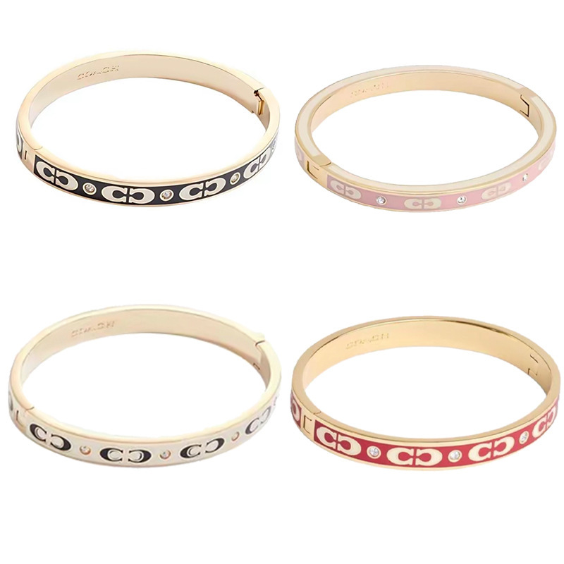 Coa Kojia Little Double C Letter Couple Bracelet Women's Light Luxury Easiest for Match Enamel Bracelet Men's Birthday and Valentine's Day Gift
