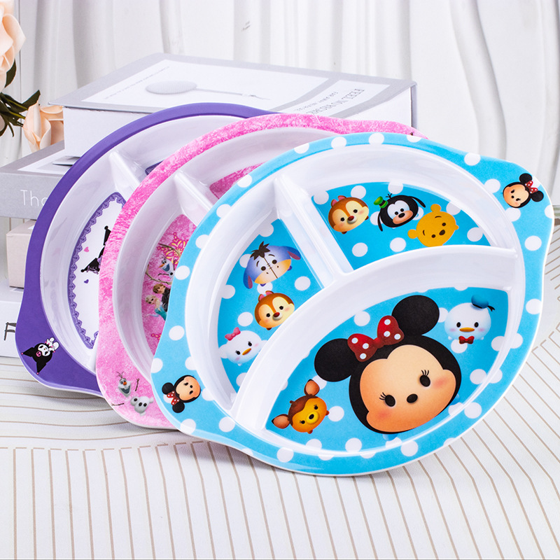 Kulomi Dinner Plate 4-3 Gelomi Disc Children's Supplementary Food Plate Canteen Meal Tableware Bowl Chopsticks Set