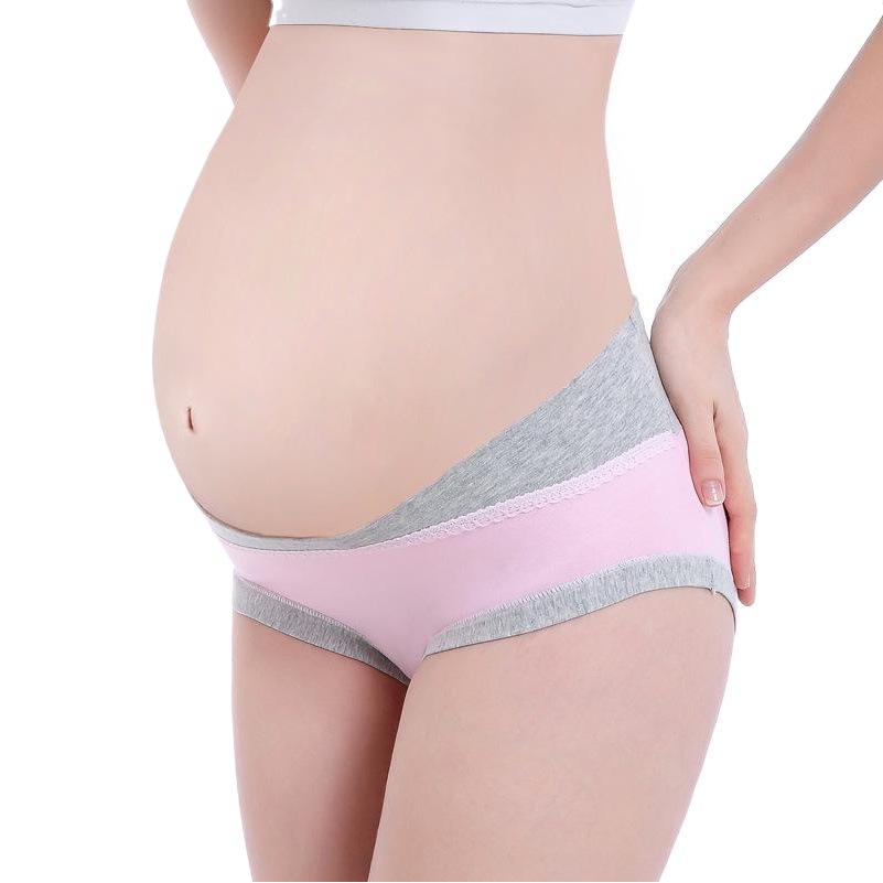Ropa interior de las mujeres embarazadas de cintura baja vientre soporte sin costuras triángulo en forma de U pantalones cortos de encaje de algodón peinado más tamaño fabricante