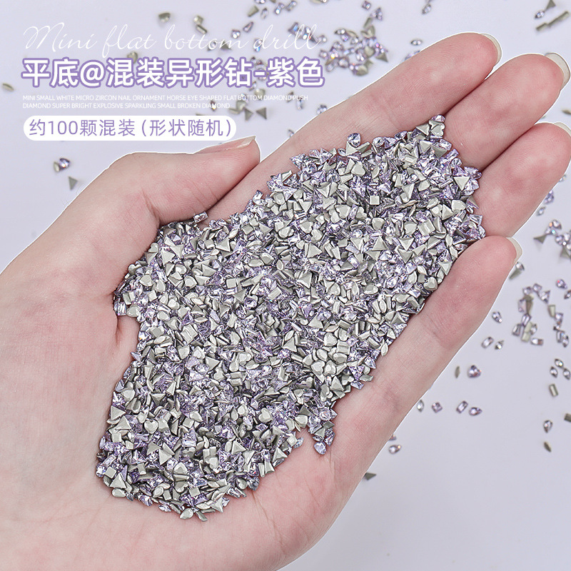 Nail circón invertida borde plano diamante Super Flash joyería de uñas blanco transparente Mini tamaño pequeño circón flash decoración de uñas