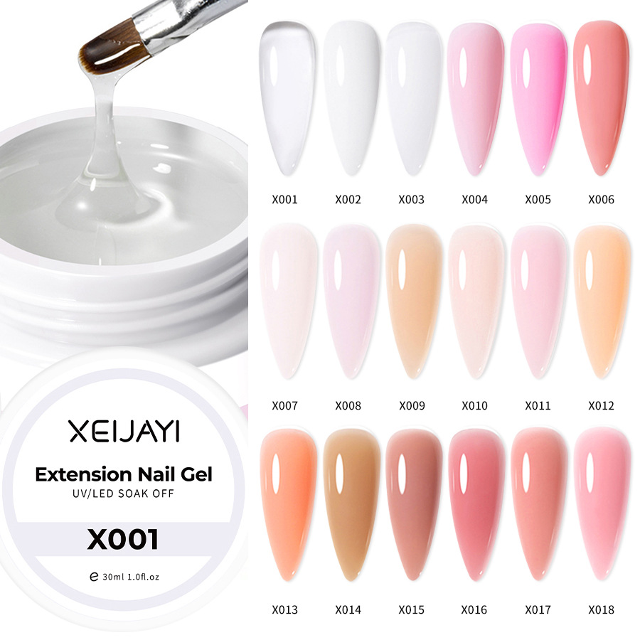 Pegamento de esmalte de uñas al por mayor Poly Gel Crystal pegamento de extensión 30ml pegamento de fototerapia bandeja sin papel Jelly Glue para salón de uñas