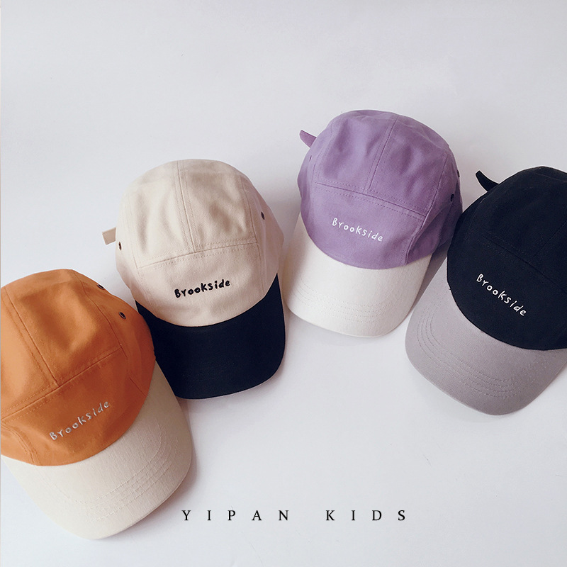 One Pan Children's Hat Spring and Summer Korean fashion new color matching letter duck tongue hat baby sunshade baseball cap