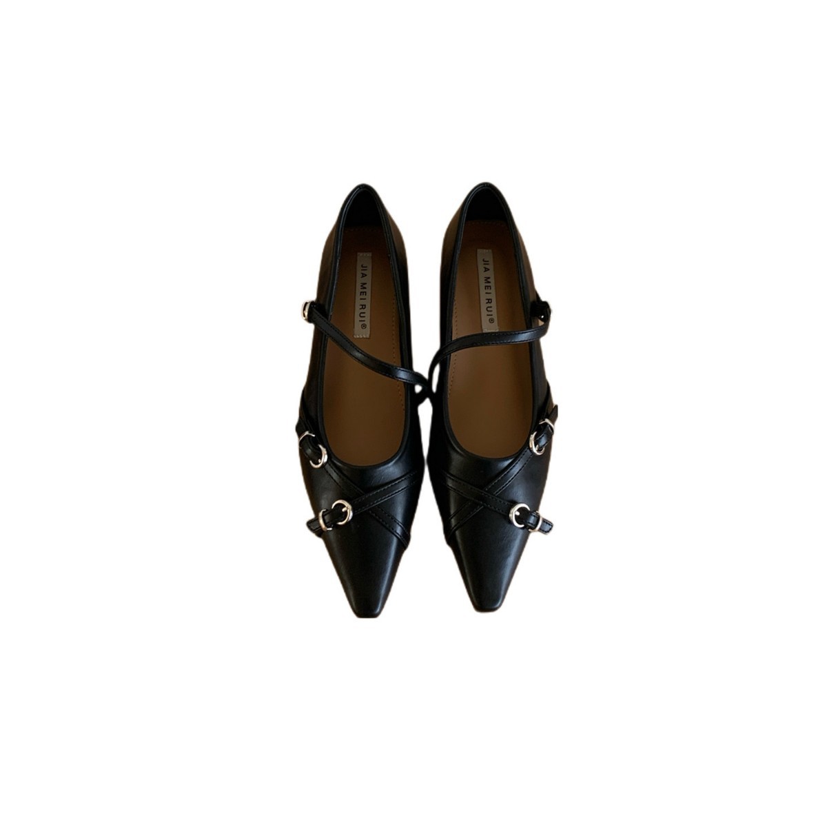 Inner Pointed Single Shoes Women's Shoes 2026 Spring New Korean Version Inner Height Increase One-word Buckle Mary Jane Shoes Women's Middle Heel_vogvips.com