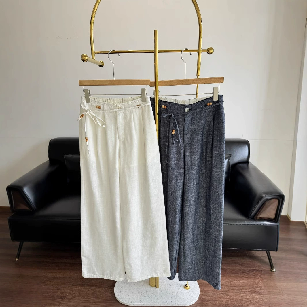 25ss новые весенне-летние женские прямые широкие брюки на шнурке 250620