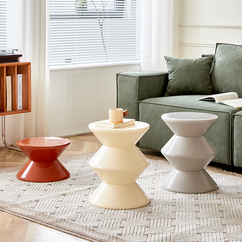 Nordic Cream-Style Ottoman for Small Spaces: Home Use, Living Room, Shoe-Changing Stool, Internet-Famous Instagram-Worthy, Creative Plastic Hourglass Chair