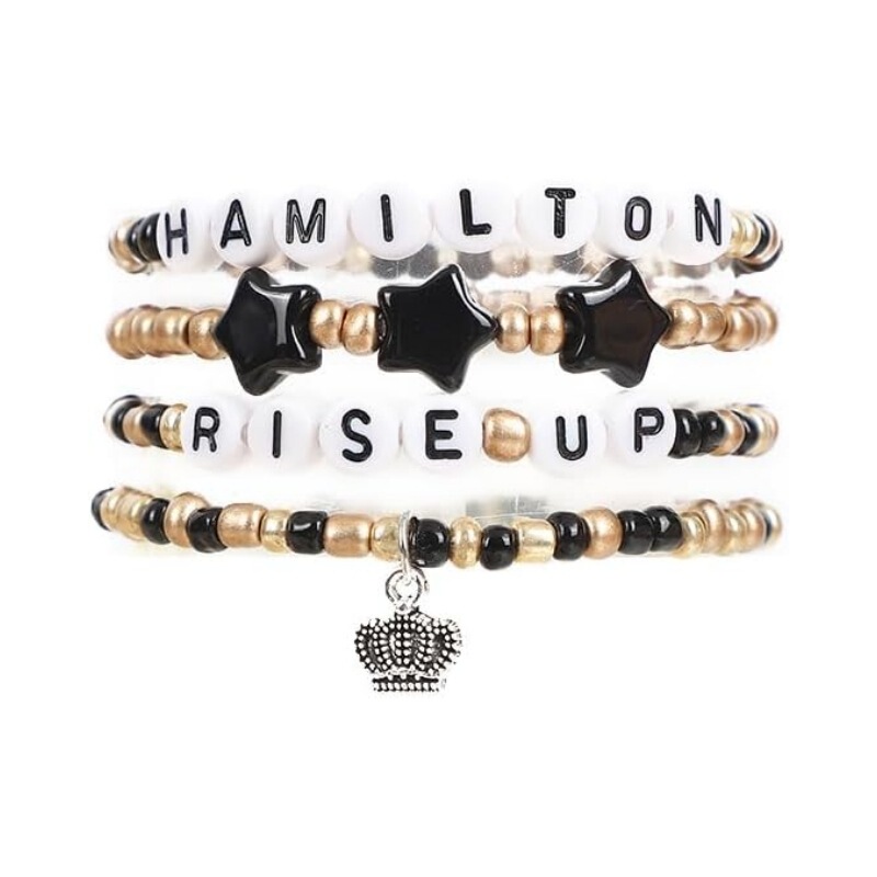 Amazon Cross-Border Best-Selling Gold Black Millet Bead Crown Acrylic Letter Stacking Women's Bracelet Set Amazon Cross-Border Best-Selling Gold Black Millet Bead Crown Acrylic Letter Stacking Women's Bracelet Set