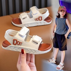 2024 Cross-border Children's Sandals Korean Style High-end Soft Bottom Outdoor Sandals Baby School Magic Tape Sandals Women 