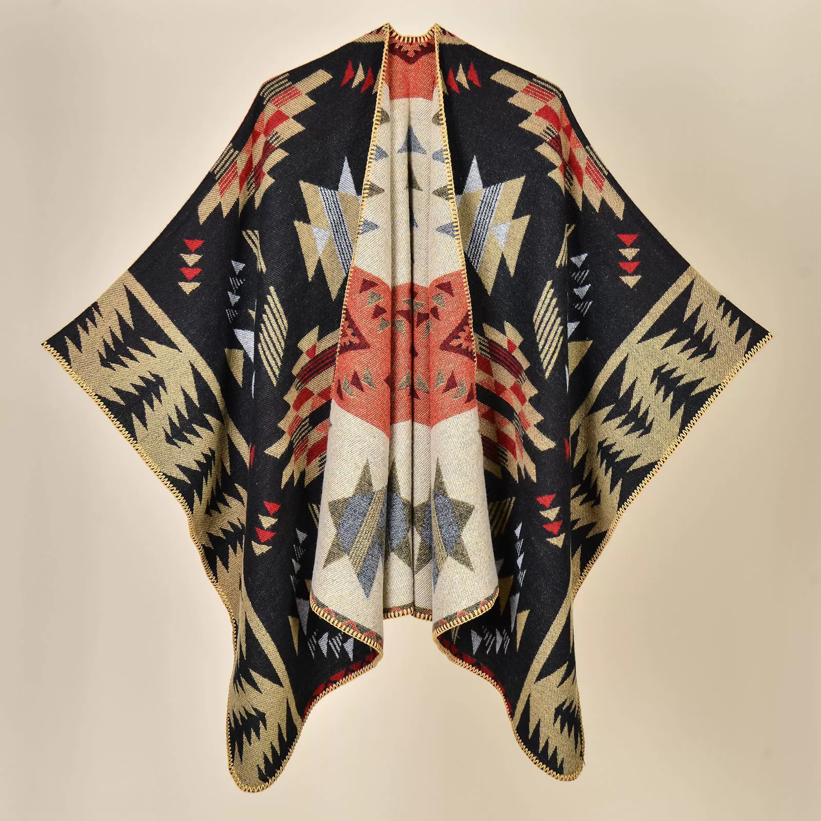 Д Demi-season cloak from Yunnan province for traveling, keep warm cardigan for camping for photo sessions, trench coat, Chinese style