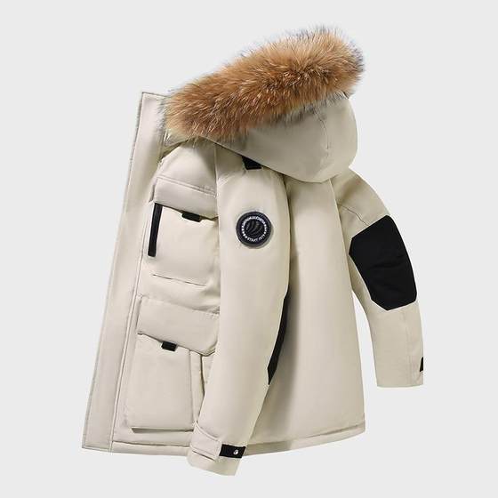 2024 New Thickened Couple Tooling Down Cotton-padded jacket Winter Wear Men's and Women's Mid-length Wool Collar Outdoor Warm