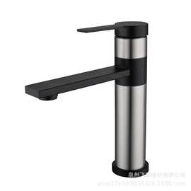 304不锈钢黑色拉丝色面盆水龙头高端时尚面盆冷热方形俩用水龙头