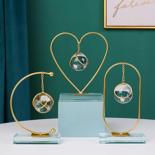 ins light luxury creative geometric crystal ball ornaments home decoration living room wine cabinet model room metal ornaments