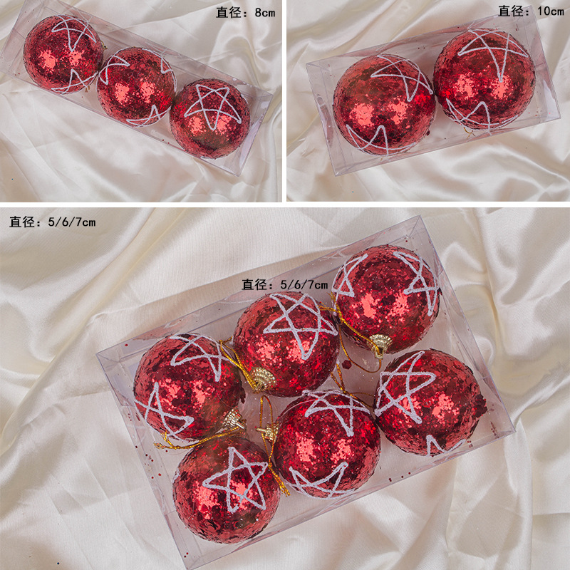 Navidad personalizada adornos colgante árbol de Navidad bola de Navidad bola de patrón rojo decoración de escenas de sequillas bola de pastel brillante