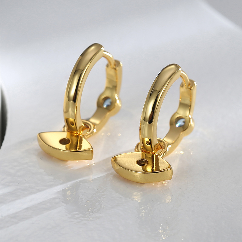 Holiday Occasion Copper Material 1 Pair Retro Devil's Eye Copper Plating Inlay Zircon 18k Gold Plated Drop Earrings