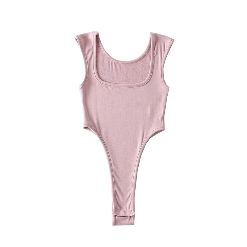 Europa y América sexy ins cuello cuadrado de moda chaleco otoño nuevo estilo desgaste interior 22 años color sólido Delgado mono sin mangas para las mujeres image 10