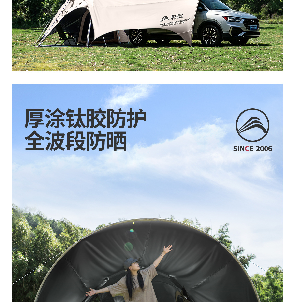 Dome Canopy Tent Outdoor Sunshade New Camping Style Fully Automatic Quick-Open Sunshade Titanium Black Coating 2026 New Model