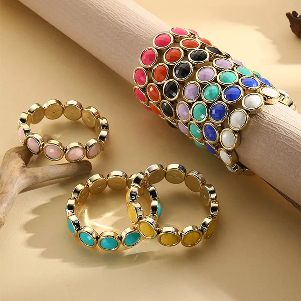 2024 new fashion ladies acrylic resin handmade beaded bracelet jewelry European and American wind factory direct sales