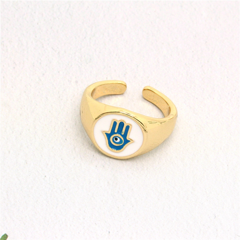 new vintage palm eye two-color dripping oil opening adjustable ring wholesale nihaojewelry