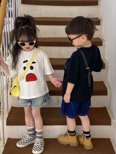 Girls short-sleeved T-shirt pure cotton  new summer clothes boys half-sleeved T-shirt tops baby cotton bottoming