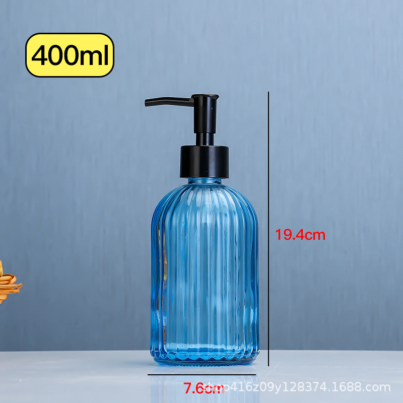 Color 400ml jabón líquido botella de prensa botella de desinfectante de manos de rayas verticales botella de loción botella de gel de ducha de vidrio de estilo europeo botella de Gel de Ducha