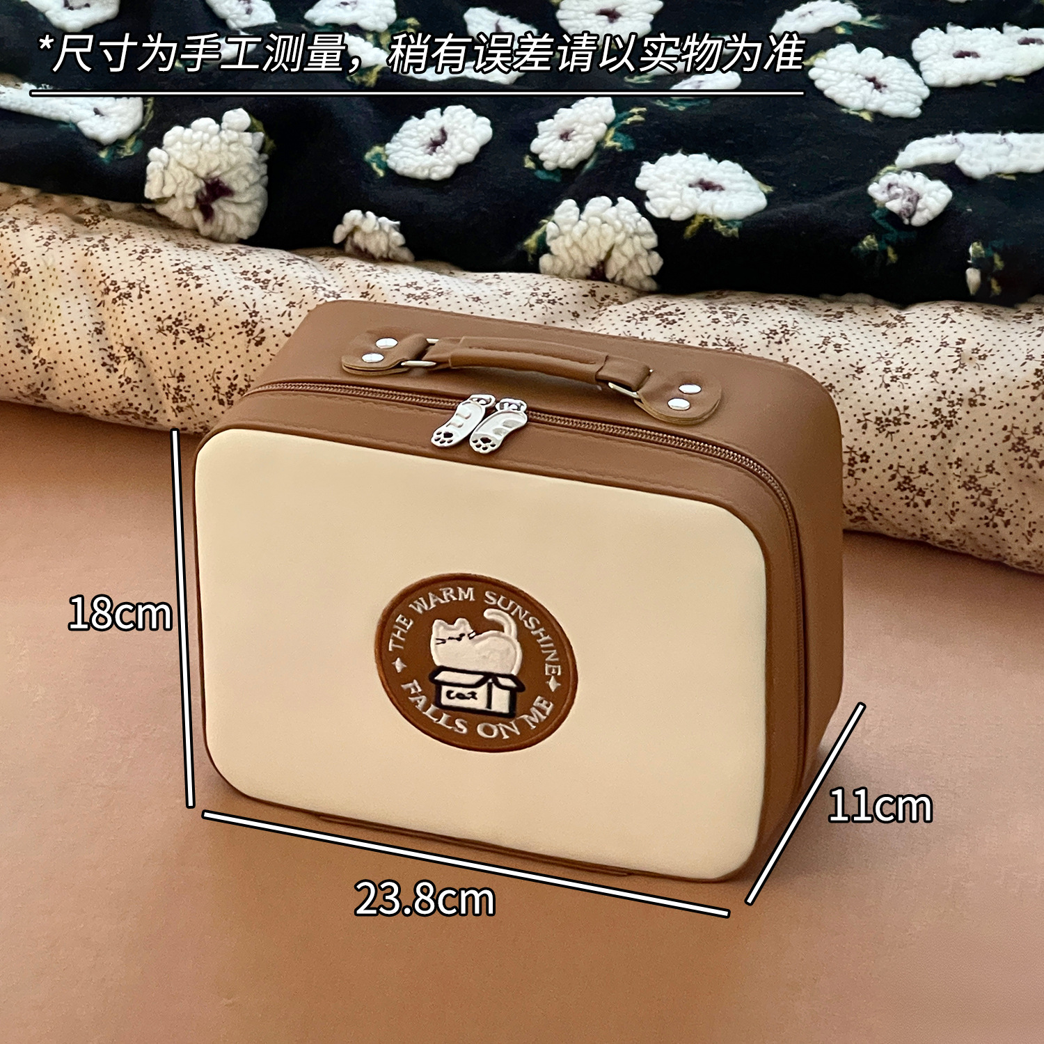 Alta nueva caja de maquillaje de cuero mujer portátil de gran capacidad con espejo bolsa de almacenamiento de viaje bolsa de almacenamiento impermeable bolsa de lavado