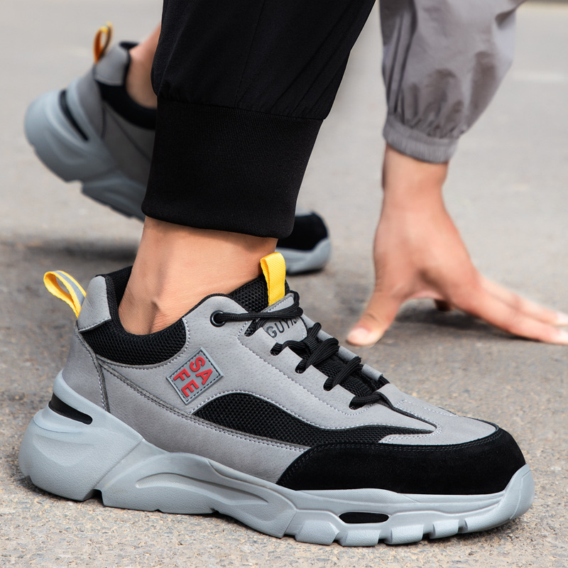 Labor protection shoes cross-border factory wholesale new ultra-light work shoes stylish four seasons anti-puncture anti-strike safety shoes