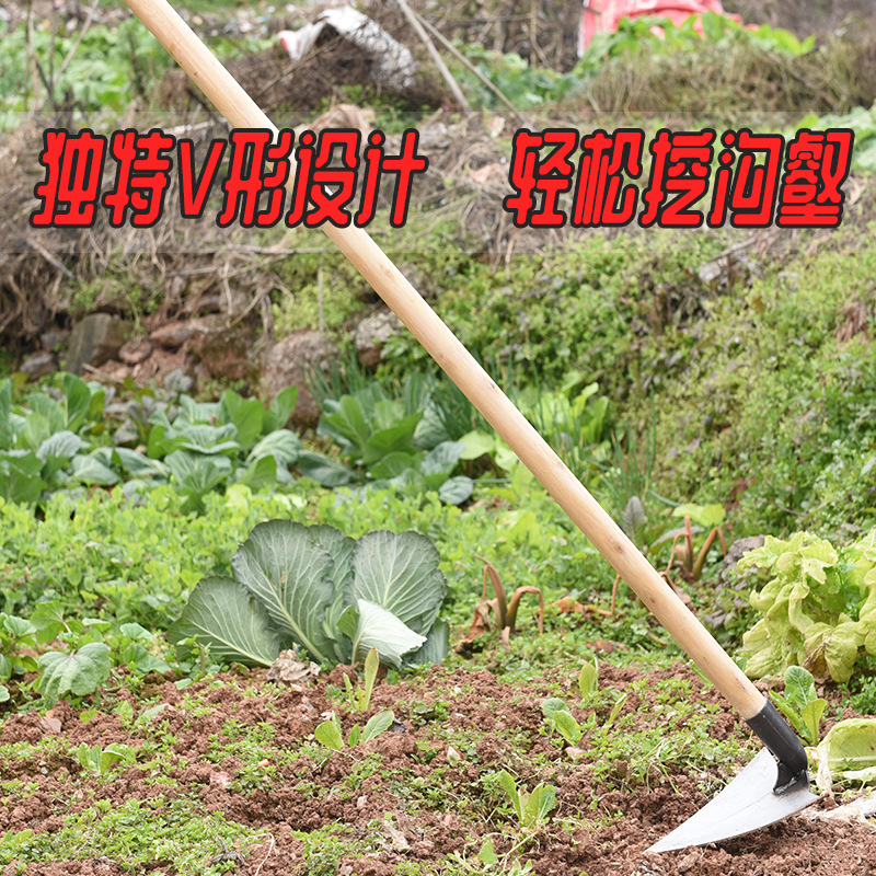 Manganese Steel Triangular Ridge-Forming Tilling Cultivator Hand-Powered Home Use Sharp-Headed Vegetable Planting and Fertilizing Hoe