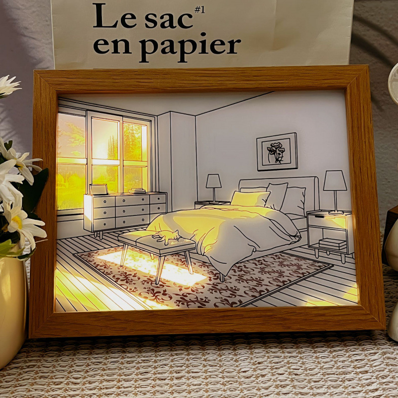 Manufacturer Wholesale Douyin Internet Celebrity Ins Light Painting Sunshine Painting Night Light Bedside Decorative Painting Bedroom Lamp Luminous Painting