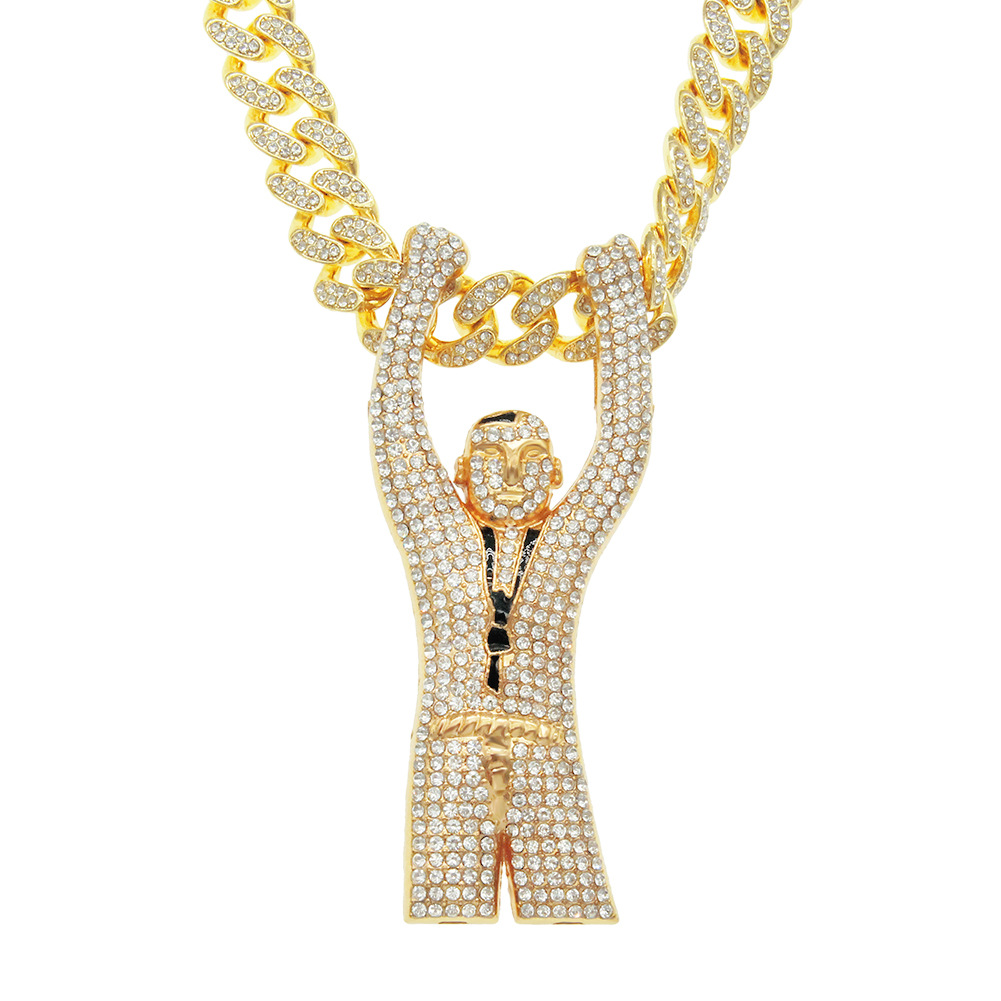 Fashion Cuban Necklace Full Of Diamonds Villain Necklace Wholesale display picture 1