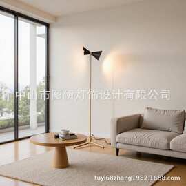 现代简约客厅沙发旁落地灯房间卧室装饰创意立式铜灯灯头可调节