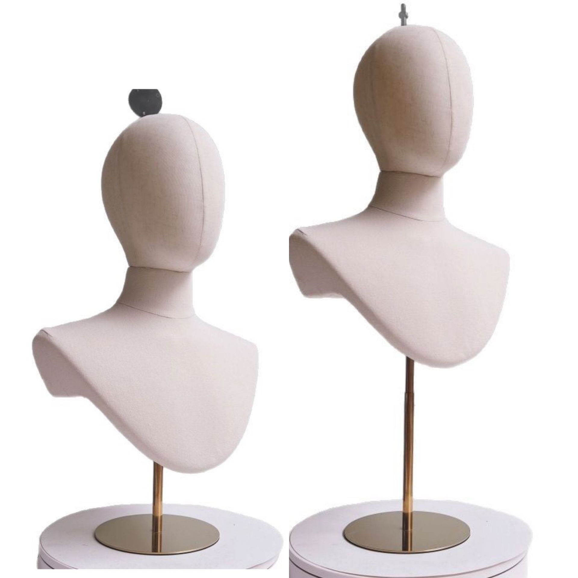 Mannequin head, hat, stand, wig, necklace, scarf, new collection