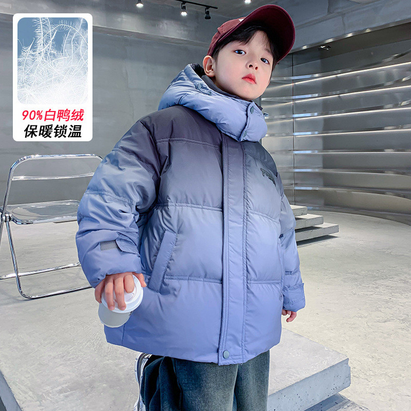 男童羽絨服冬季2024新款兒童裝男孩冬裝90鴨絨內膽外套短款潮