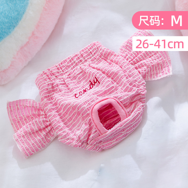 Ventas transfronterizas azules rosadas lindas pantalones fisiológicos dulces perras pantalones menstruales anti-acoso primavera y verano suministros para perros