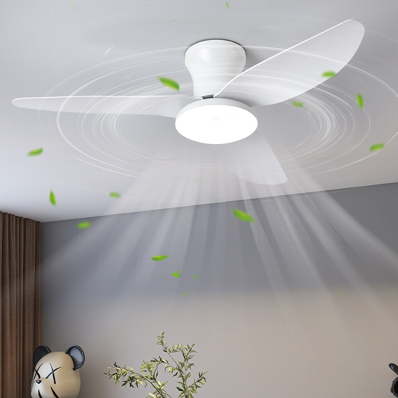 Lámpara Ventilador de Techo de Plástico ABS con Conversión de Frecuencia y Control Remoto para Dormitorio y Sala de Estar