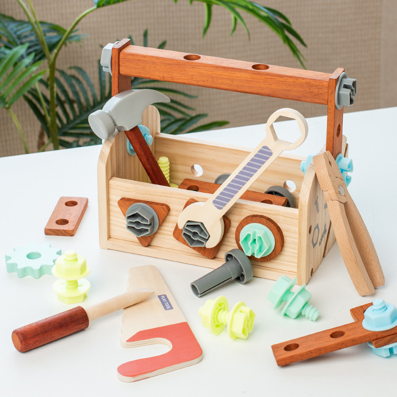 Juguete de destornillador de imitación para niños, juego de herramientas de madera con tuercas y tornillos, regalo para niños.