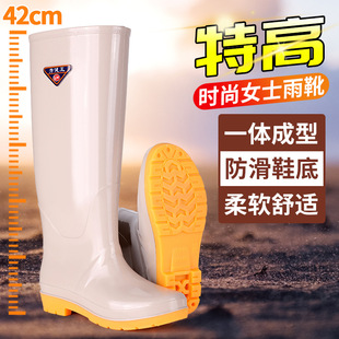 Water Shoes, Fashionable High Rain Boots, Extra High Rain Boots, Women's Water Boots, Velvet Non-Slip Rubber Shoes, Overshoes, Winter Rain Boots, Adult Rubber Boots