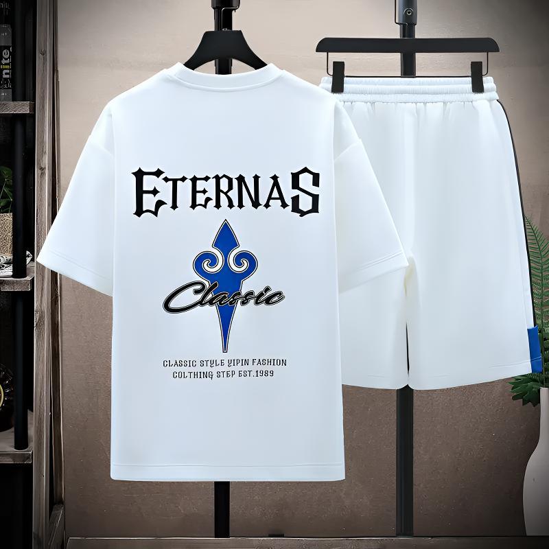 Kurzarm-T-Shirts aus Eisseide für Jungen, stylische Sommerkleidung, lässiges Sportbekleidungsset für Schüler der Mittel- und Oberstufe, Teenager_voghion.com