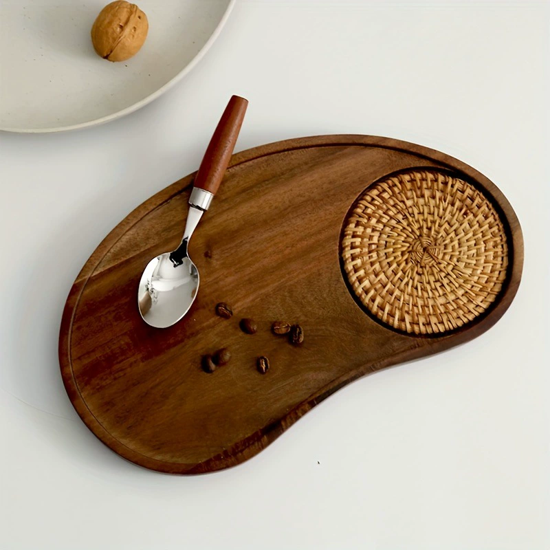 Тарелка из акaции обеденная поднос solid wood поднос для отеля кофе чай домашняя стойка поднос