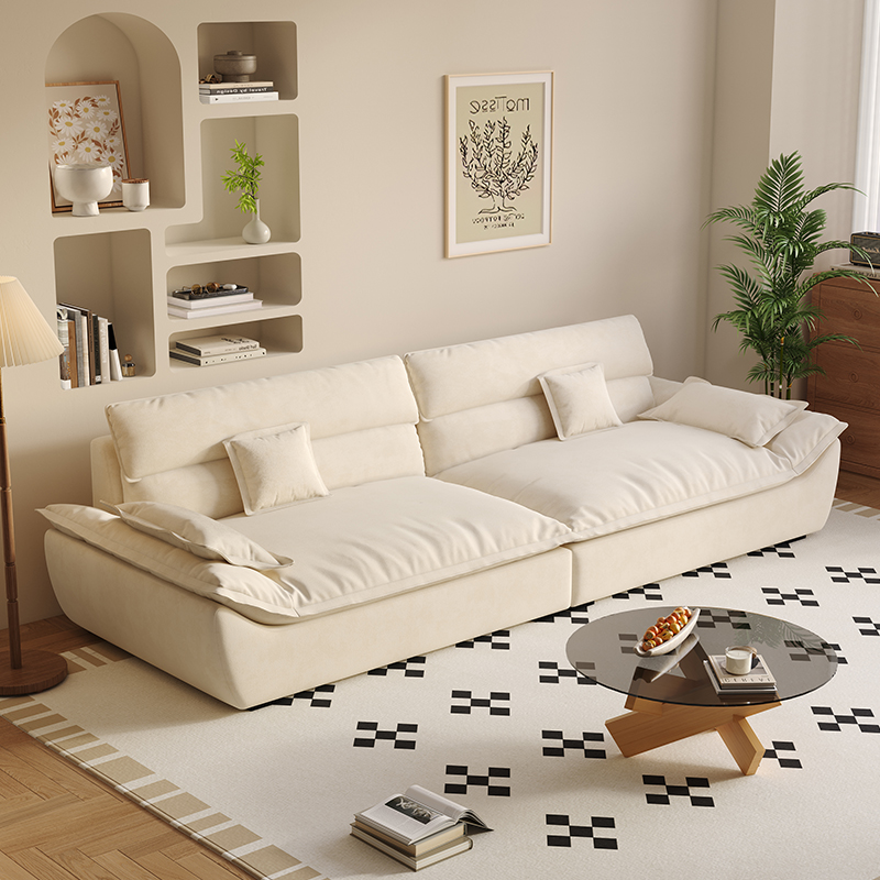New Nordic Style High-End Light Luxury Living Room Sofa Small Apartment Rental House Home Double-Section Sailboat Straight Sofa
