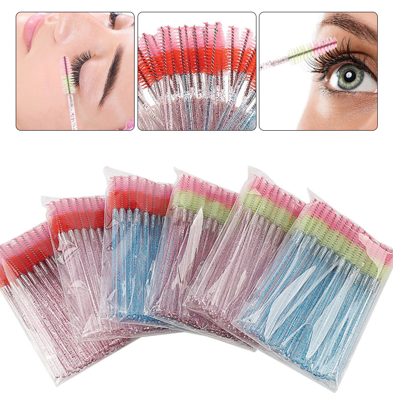 Wholesale Two-Color Crystal Eyelash Brush Portable Spiral Brush Eyebrow Brush Eyebrow Comb Grafting Eyelash Curling Comb