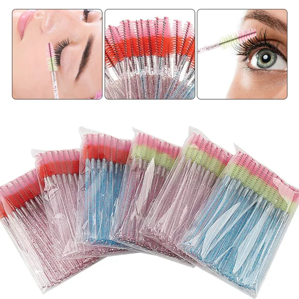 Wholesale Two-Color Crystal Eyelash Brush Portable Spiral Brush Eyebrow Brush Eyebrow Comb Grafting Eyelash Curling Comb