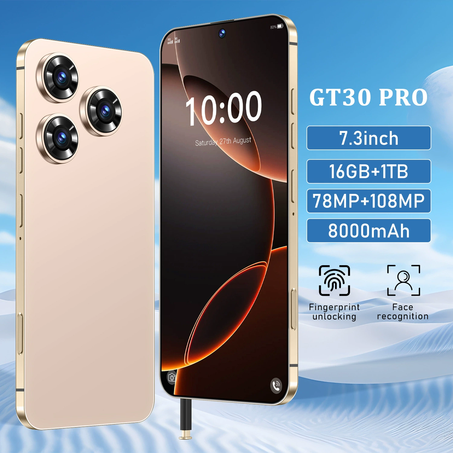 Новый смартфон GT30 Pro, глобальная версия 16+1T, высококлассный 7.3" телефон, эксклюзивно для внешней торговли