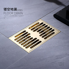 全銅槍灰長方形家用防堵防臭式衛生間淋浴房下水道隱形地漏DL2207